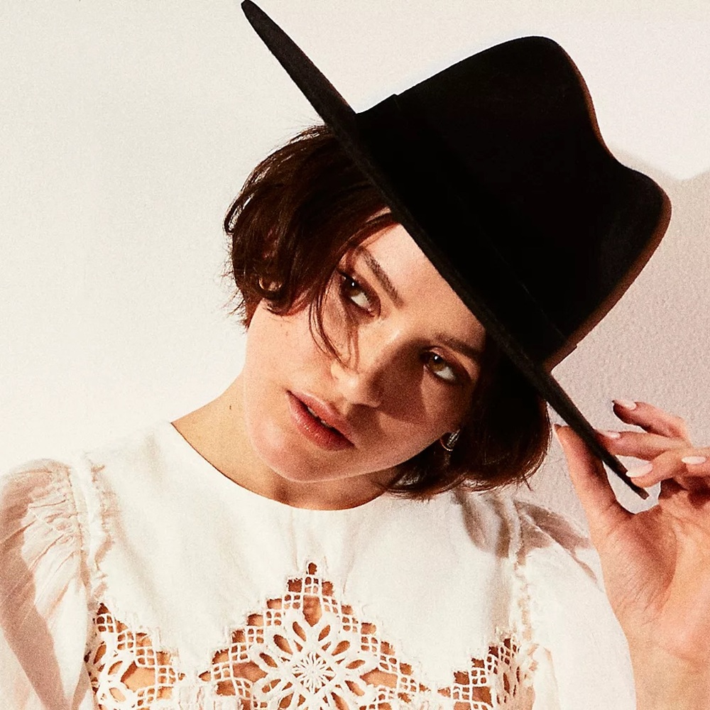 Free People | Western Hat | Wool Blend | Black‎ | BRAND NEW